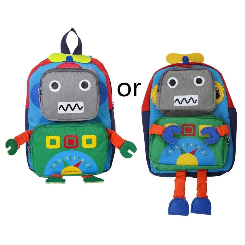 Children Animal Backpack Cartoon Plush Robot Backpacks Toddler School Bag