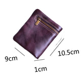 Men's Thin Leather Zipper Wallet, Mini Cowhide Wallet