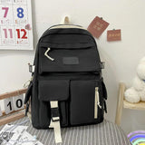 Large Capacity Solid Backpack Light Travel Bag Canvas Backpack Student