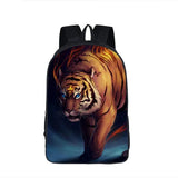 Oil Painting Tiger Backpack Polyester Comfortable Large Capacity School Bags