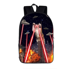 Funny Stranger Cat Backpack Creative Polyester Comfortable Student School Bags