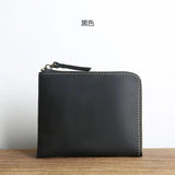 Leather Short Wallet Crazy Horse Zipper Money Clip