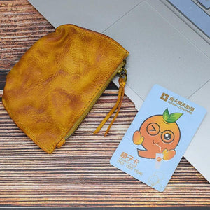 Veg-Tanned Leather Wallet Men's Short High-Quality Cowhide Zipper Wallet