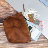 Veg-Tanned Leather Wallet Men's Short High-Quality Cowhide Zipper Wallet