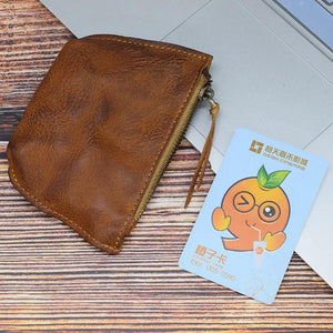 Veg-Tanned Leather Wallet Men's Short High-Quality Cowhide Zipper Wallet