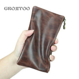 Crazy Horse Leather Men's Wallet Long Hand-Held Bag First Layer Cowhide