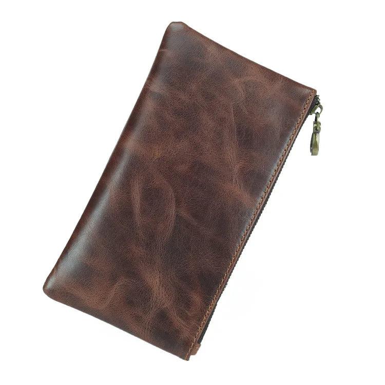 Crazy Horse Leather Men's Wallet Long Hand-Held Bag First Layer Cowhide