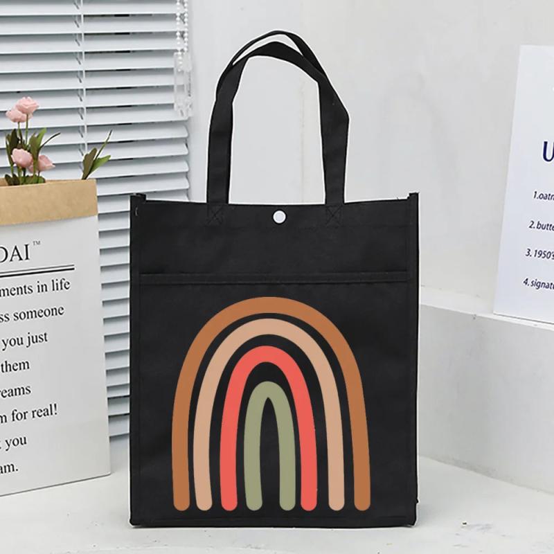 Rainbow Print Kids Tuition Bag Waterproof School Bags Boys Girls Large Capacity