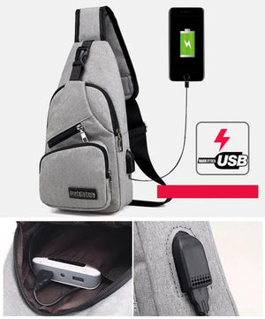 Men Chest Bag USB Charging Crossbody Bags Male Anti Theft Waist Pack