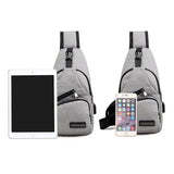 Men's Oxford Chest Bag USB Charging Crossbody