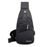Men's Oxford Chest Bag USB Charging Crossbody