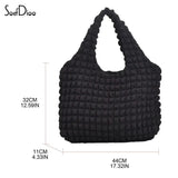 Soefdioo Pleated Shoulder Bag Soft Large Capacity Handbag Women Cloud Tote Bag