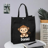 Personalized Kids Library Tote Bag with Name Reading Books Bag