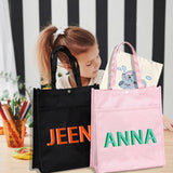 Personalized Shadow Monogram Kids Library Tote Bag