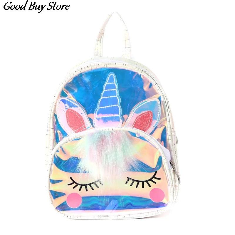 Waterproof PVC Laser School Bag Children Kids Unicorn Jelly Backpack Mochilas