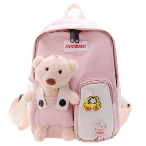 Bear Canvas School Bags For Kids Kindergarten Backpacks Girls Boy