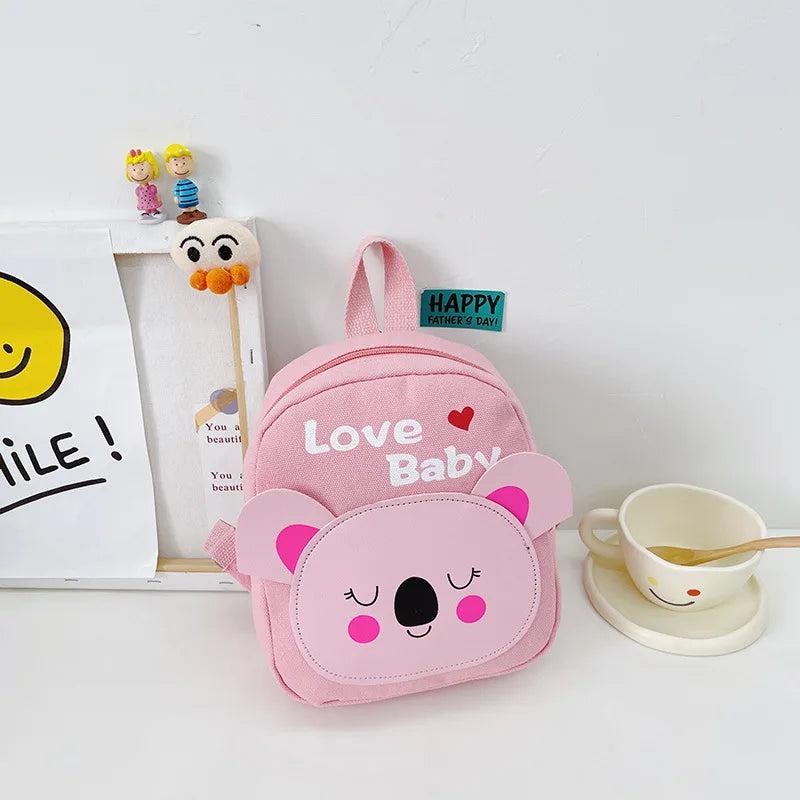 Girls' Cartoon Animal Canvas Pink Backpack