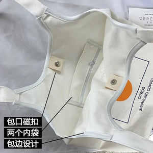 Orange Canvas Bag Artistic Vest Type Ins Portable Shoulder Bag