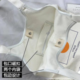 Orange Canvas Bag Artistic Vest Type Ins Portable Shoulder Bag