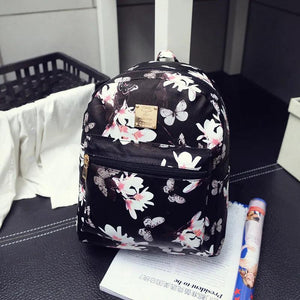 Butterfly Flower Children Backpack Floral PU Leather Backpack