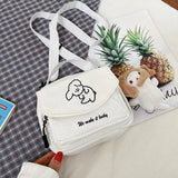 Women's Canva Small Square Bag Dog Shoulder Mobile Phone Package