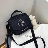 Women's Canva Small Square Bag Dog Shoulder Mobile Phone Package