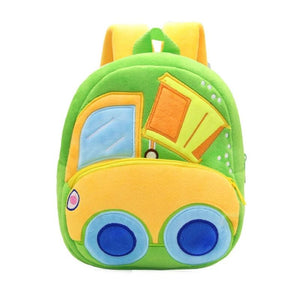 Toddler Backpack Preschool Bag Plush Cartoon Bookbag Engineering Vehicle Pattern