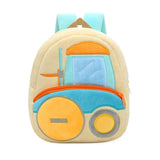 Toddler Backpack Preschool Bag Plush Cartoon Bookbag Engineering Vehicle Pattern