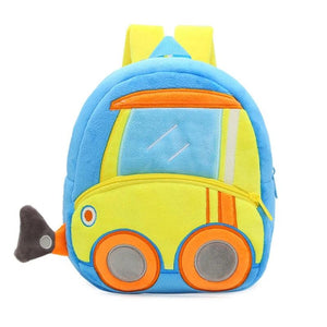 Toddler Backpack Preschool Bag Plush Cartoon Bookbag Engineering Vehicle Pattern