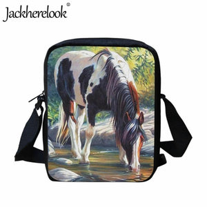 Animal Print Kids Lunch Bag Horse Pattern Messenger Bag