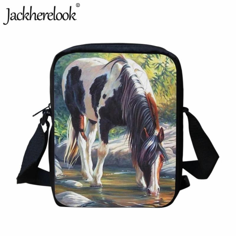 Animal Print Kids Lunch Bag Horse Pattern Messenger Bag