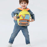 Small Plush Backpack Engineering Cars Kids School Bag