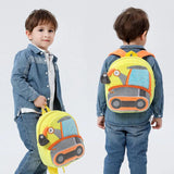 Small Plush Backpack Engineering Cars Kids School Bag