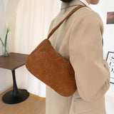 Winter Corduroy Shoulder Bag Casual Women Underarm Travel Pouch