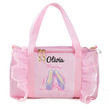 Personalized Girls Ballerina Dance Bag Pink Lace Duffel w/ Name Embroidery