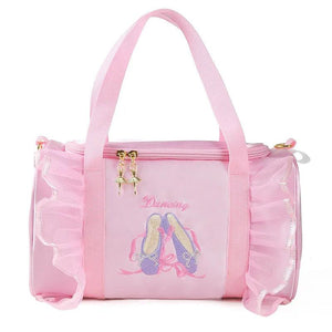 Personalized Girls Ballerina Dance Bag Pink Lace Duffel w/ Name Embroidery