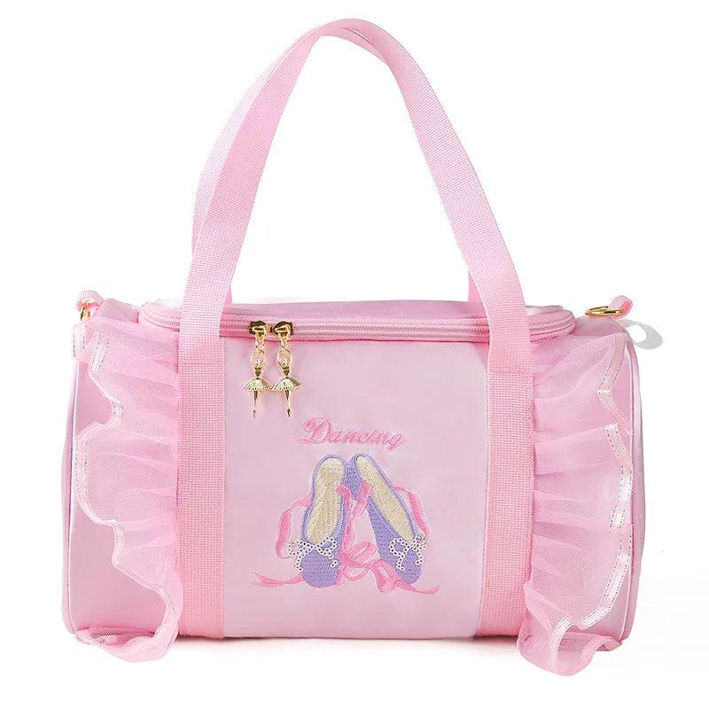Personalized Girls Ballerina Dance Bag Pink Lace Duffel w/ Name Embroidery