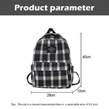 Plaid Canvas Women's Backpack Student Backpacks Large Capacity Waterproof
