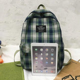 Plaid Canvas Women's Backpack Student Backpacks Large Capacity Waterproof