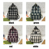 Plaid Canvas Women's Backpack Student Backpacks Large Capacity Waterproof