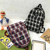 Plaid Canvas Women's Backpack Student Backpacks Large Capacity Waterproof