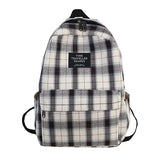 Plaid Canvas Women's Backpack Student Backpacks Large Capacity Waterproof