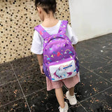 Girl School Bags Child Pink Purple Printing Backpack Kindergarten Girls