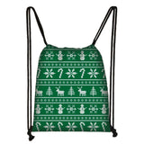 Christmas Elk Drawstring Bag Santa Leisure Backpack Canvas Party Gift Bag