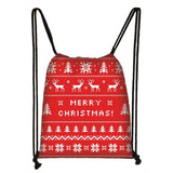 Christmas Elk Drawstring Bag Santa Leisure Backpack Canvas Party Gift Bag