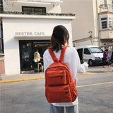Large Outdoor Backpack Student School Bag Solid Color Oxford Cloth