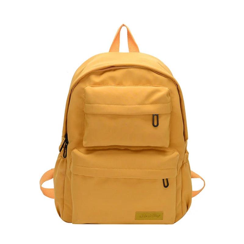 Large Outdoor Backpack Student School Bag Solid Color Oxford Cloth