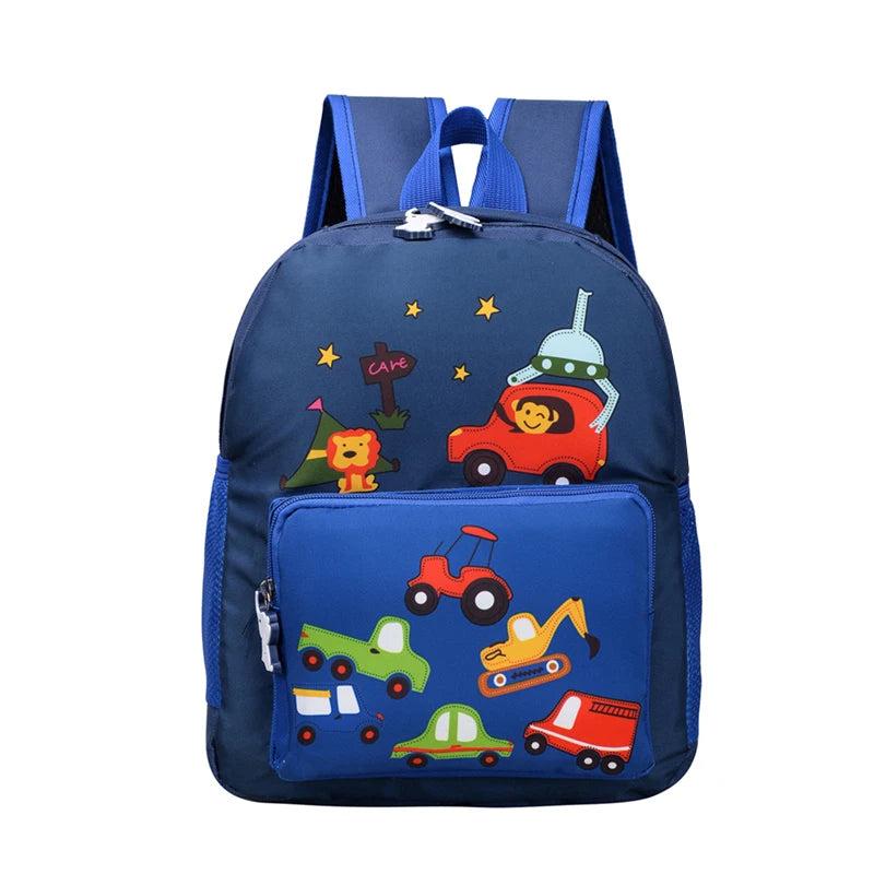 Car Printed Backpack Schoolbag For Kids Children Cartoon Knapsacks Waterproof