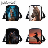 Jackherelook School Boy Bookbags Horse Pattern Schoolbag for Children Crossbody