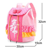 Girls Ballet Dance Bag School Backpack Dot Bow Lace Tiered Ruffle